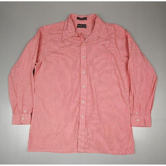 Savile Row Button Down Shirt Mens Large.‎ Red Checkered Single Needle Tailored. - Picture 1 of 5
